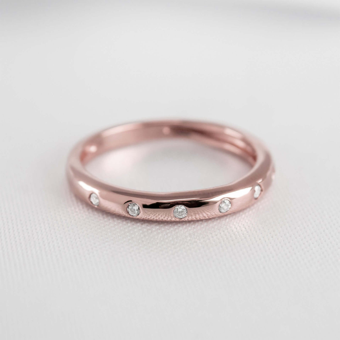 The Reese Diamond Dome Wedding Ring | Lisa Robin#14k-rose-gold