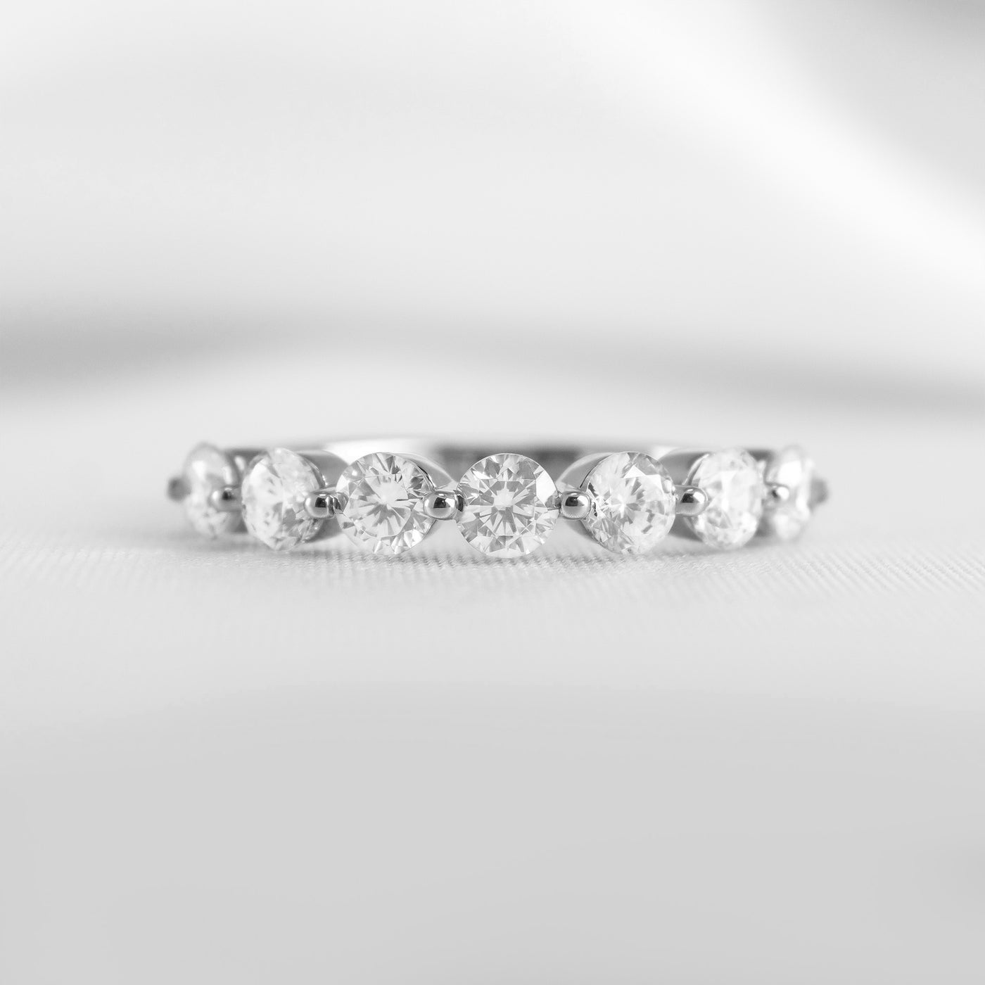 The Taryn Floating 7 Stone Diamond Wedding Ring | Lisa Robin#color_14k-white-gold