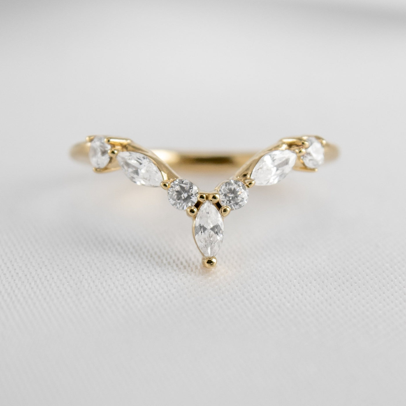 The Jaden Marquise Diamond Chevron Ring | Lisa Robin#color_10k-yellow-gold