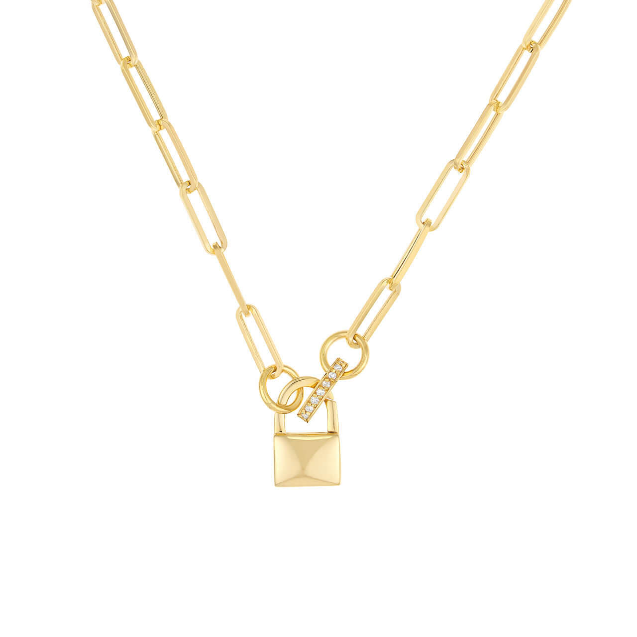 Shown with Padlock Push Lock * Oval with Diamond Rim Push Lock Necklace | Lisa Robin#style_small-oval -with-1/15tcw-diamonds